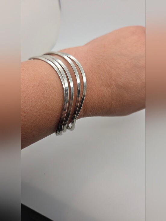 Jewelry - Sterling Silver Plated Multi-Band Cuff Bracelet - Silver Plated Women Jewelry